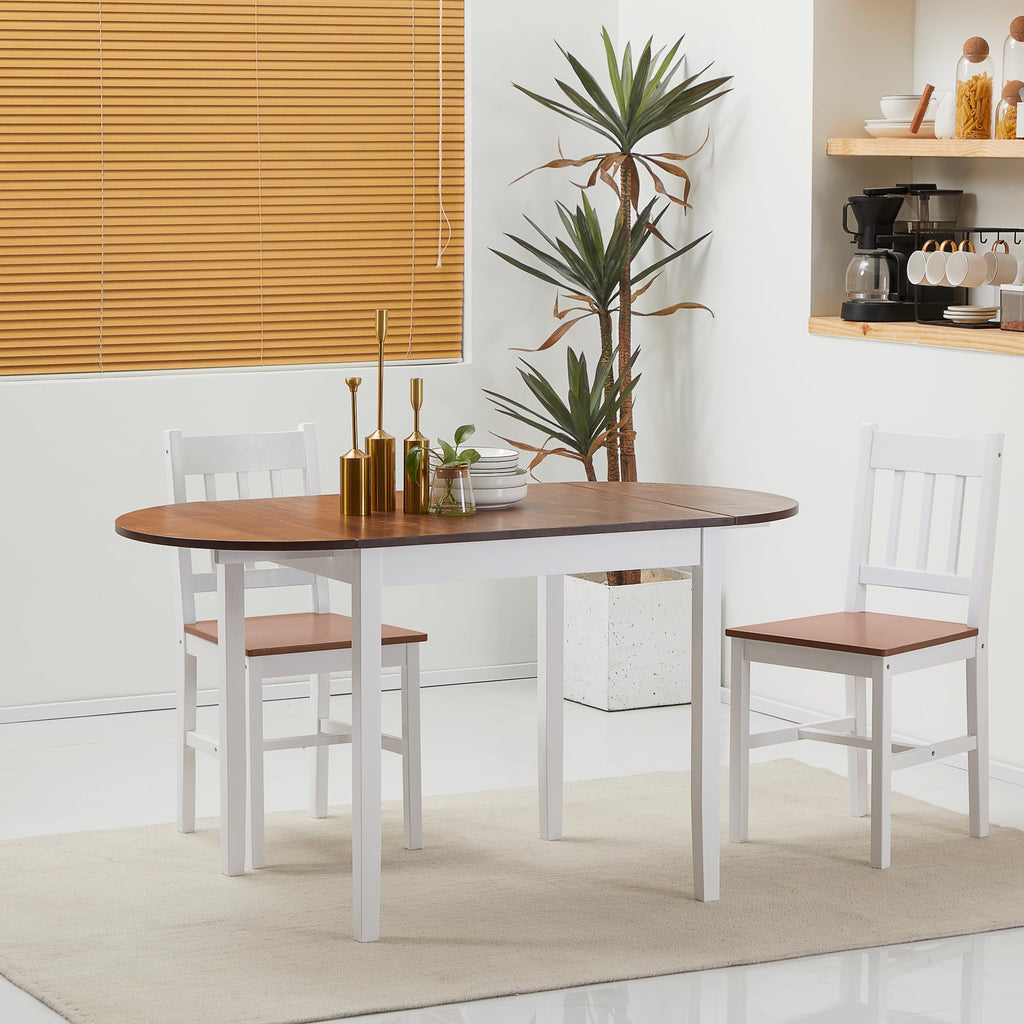 55" Solid Wood Folding Dining Table for 4-6 People, Brown
