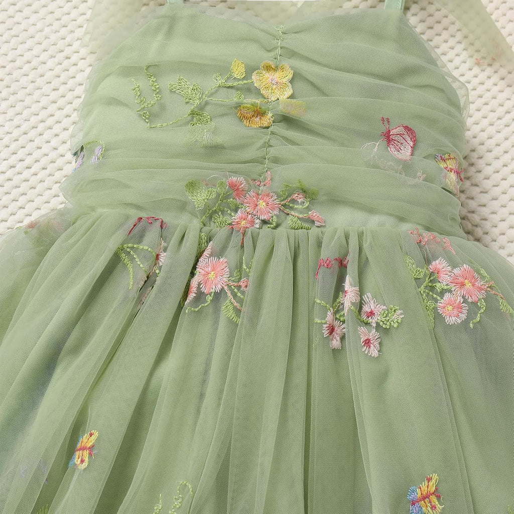 Baby Girls Birthday Party Dress Toddler Kids Bowknot Spaghetti Straps Tulle Tutu Princess Dress Pageant Holiday