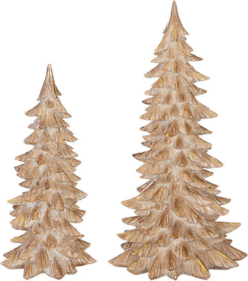 Winter Botanicals 15" Tree, Set of 2 - Festive Miniature Tree Sculpture and Tabletop Holiday Decoration - Cute