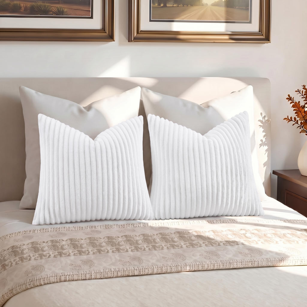 Fall Soft White Flannel Throw Pillow Covers 16X16 Set of 2