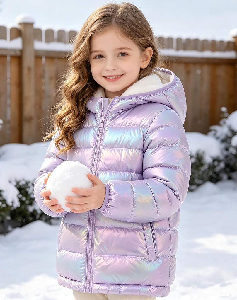 Girls Hooded Puffer Jacket Warmth Padded Winter Coat