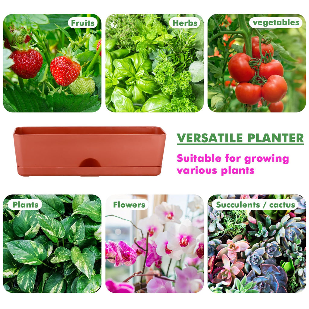 2-Pack Window Boxes Planters 16 Inch Rectangle Plant Box Rectangular Plant Pots for Outdoor and Indoor Plants Plastic