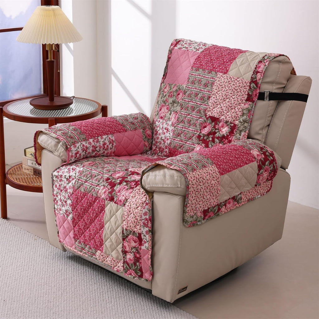 Skidproof Sofa Cover-Patchwork Sofa Slipcover with Elastic Straps-Easy Fit Slip Cover-Washable Furniture Protector