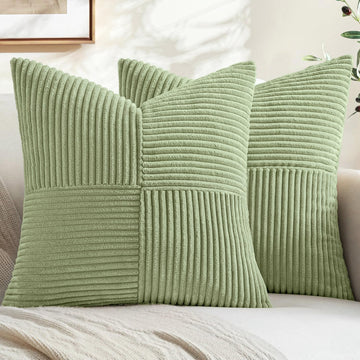 Sage Green Decorative Throw Pillow Covers for Couch 18x18 Inch