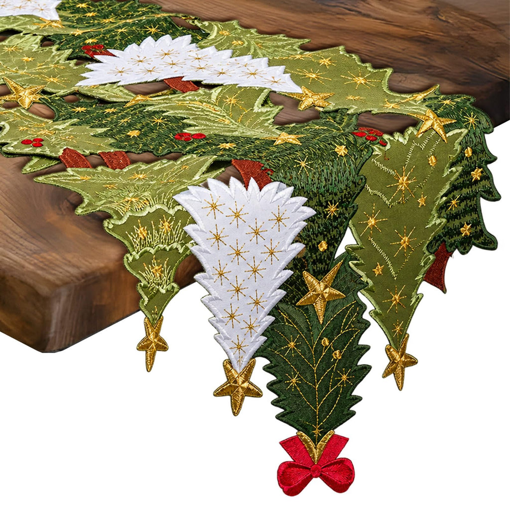 Christmas Tree Table Runner 14x108 Inch Winter Holiday Linens Decor