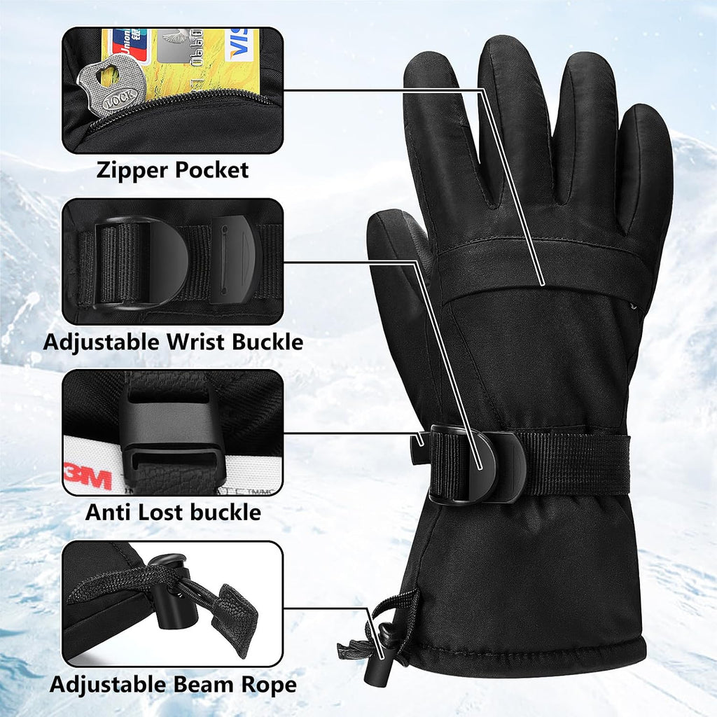 Ski Gloves,Snow Gloves Waterproof Winter Warm Cold Weather Touchscreen Gloves for Parent& Child Kids