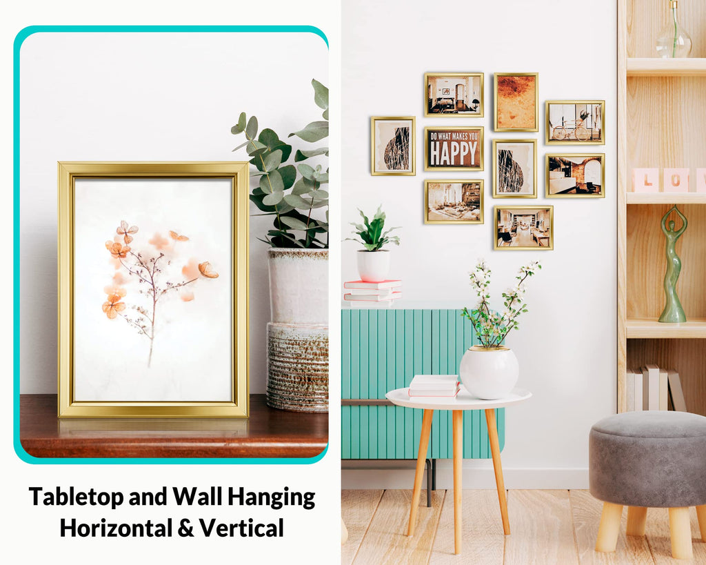 5x7 Picture Frames (12 Pack, Gold) Simple Designed Photo Frame with High Definition Glass for Wall Mount & Table Top