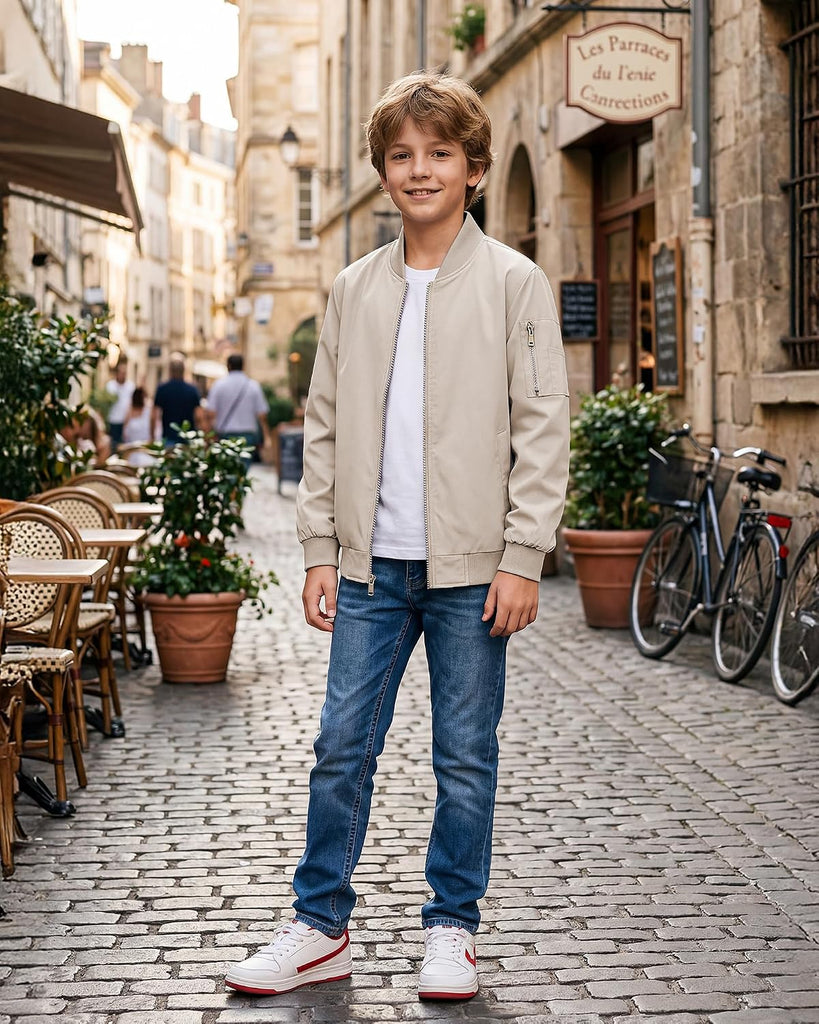 Boy's Bomber Jackets Kids Spring Fall Zip Up Varsity Windbreak Jackets