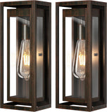 15" Large Outdoor Light Fixture Wall Mount, 2 Pack Distressed Brown Outdoor Sconce Lights, Modern Waterproof Exterior Porch Lights with Clear Glass Shade for Front Door, Garage A123-B0D9VS8WVS