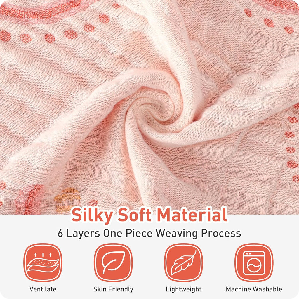 Cotton Muslin Baby Blanket Organic Comforter Reversible Neutral Layer Soft 43.3"x41.3" for Newborn Infant Toddler