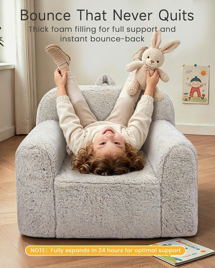 23" Kids Chair & Couch with Washable Sherpa Cover, Birthday Gifts