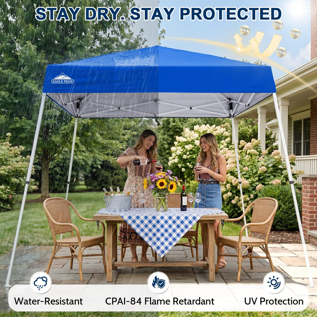 8x8 Slant Leg Pop Up Canopy Tent, Blue
