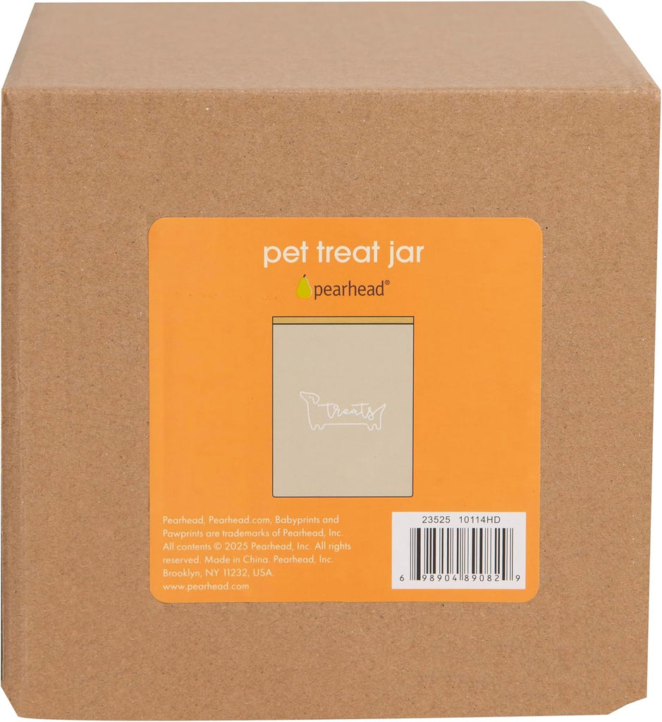 Taupe Good Dog Ceramic Dog Treat Jar with Airtight Wooden Lid