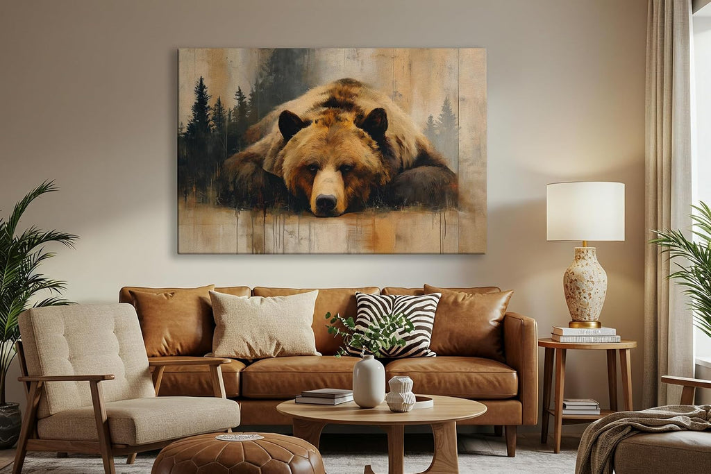 Wildlife Canvas Prints - Wild Animals Home Decor - Medium, Large, and Extra Large Wall Art (Grizzly Repose, L x