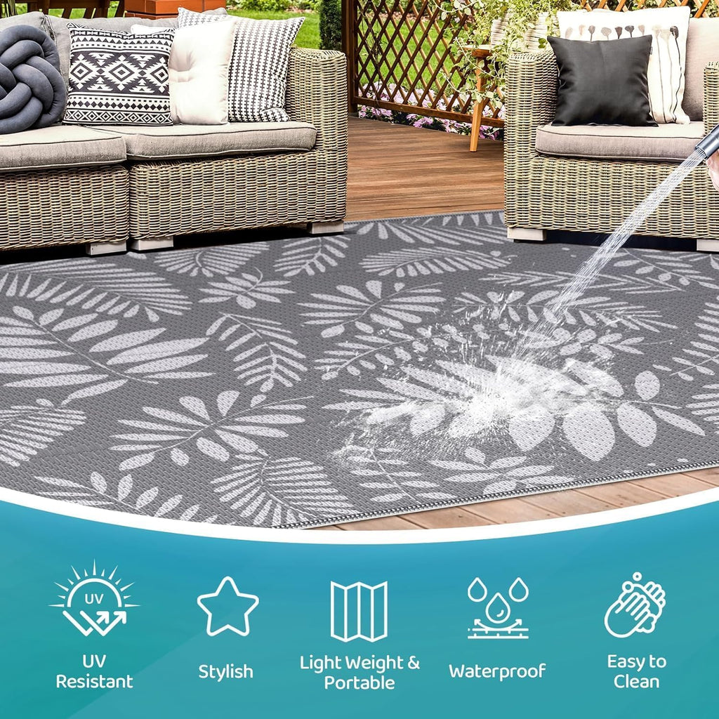 Outdoor Rug, Patio Rug, Plastic Straw Camping Rugs, Large Waterproof Area Rug and Mat for Outdoors, RV, Patio