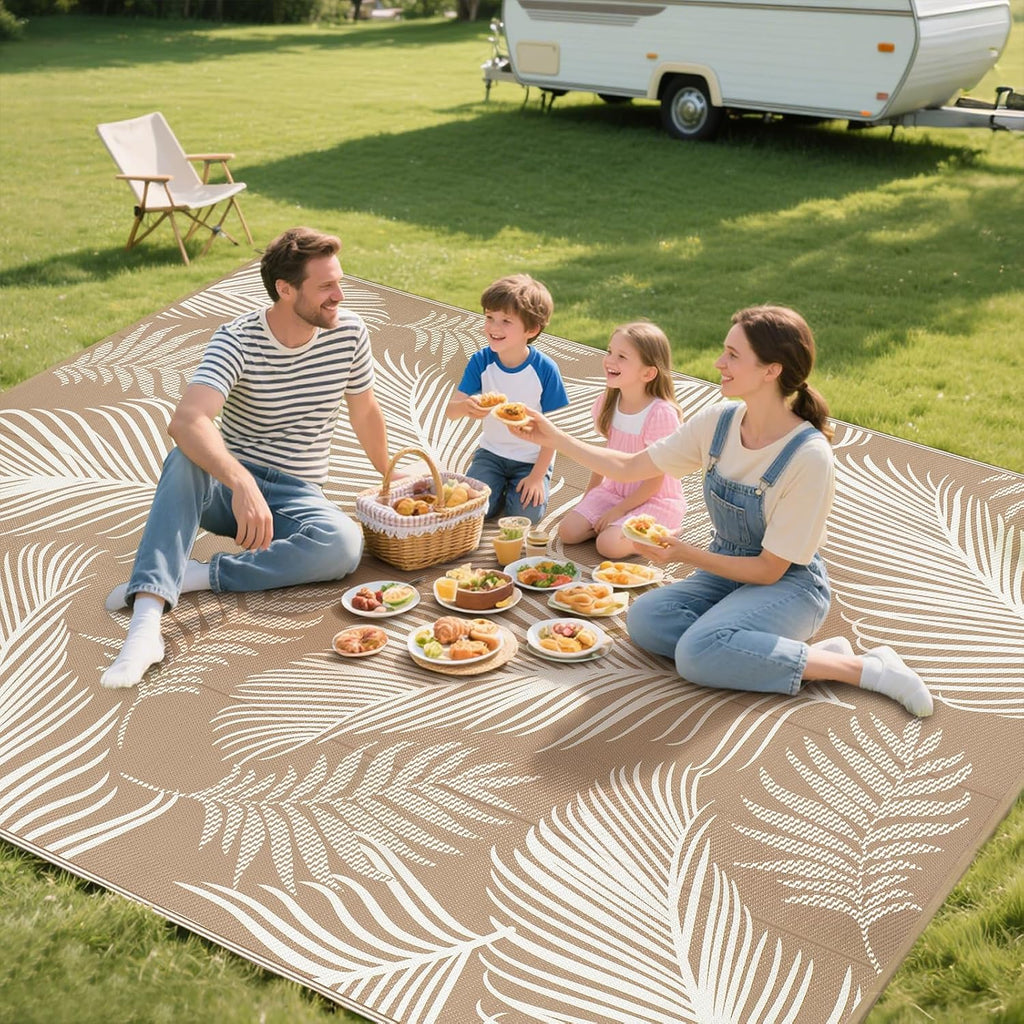 Waterproof Outdoor Rug 8x10, Reversible Plastic Straw Patio Camping Rug, Indoor Outdoor RV Mat Carpe