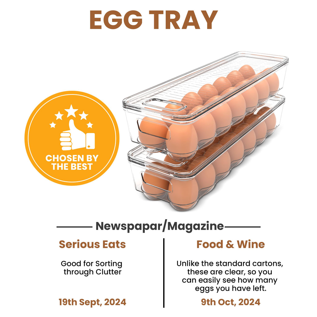 Egg Holder for Fridge, Stackable Egg Container, 1 Pack, Clear