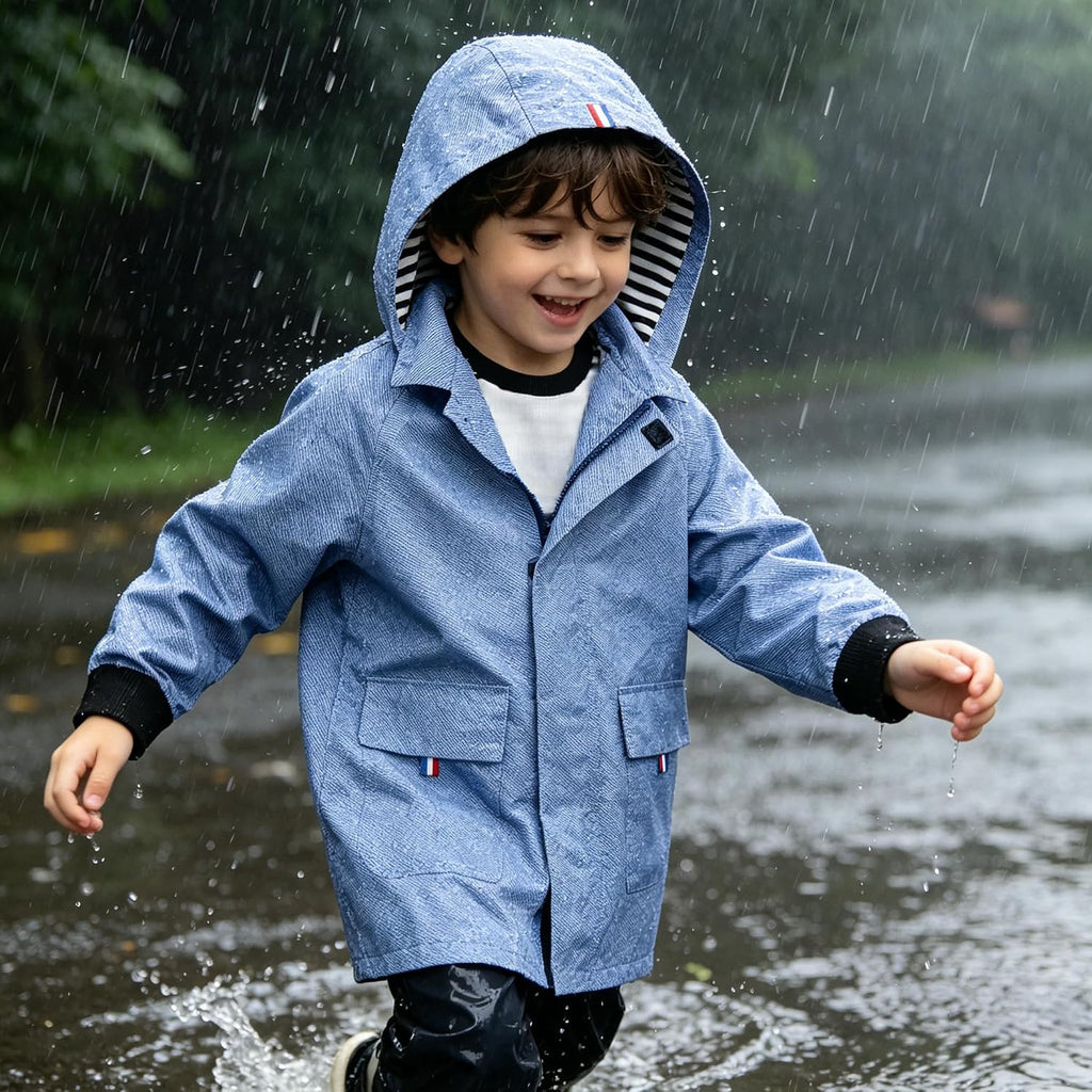 Boys Girls Waterproof Hooded Jackets Cotton Lined Rain Jackets