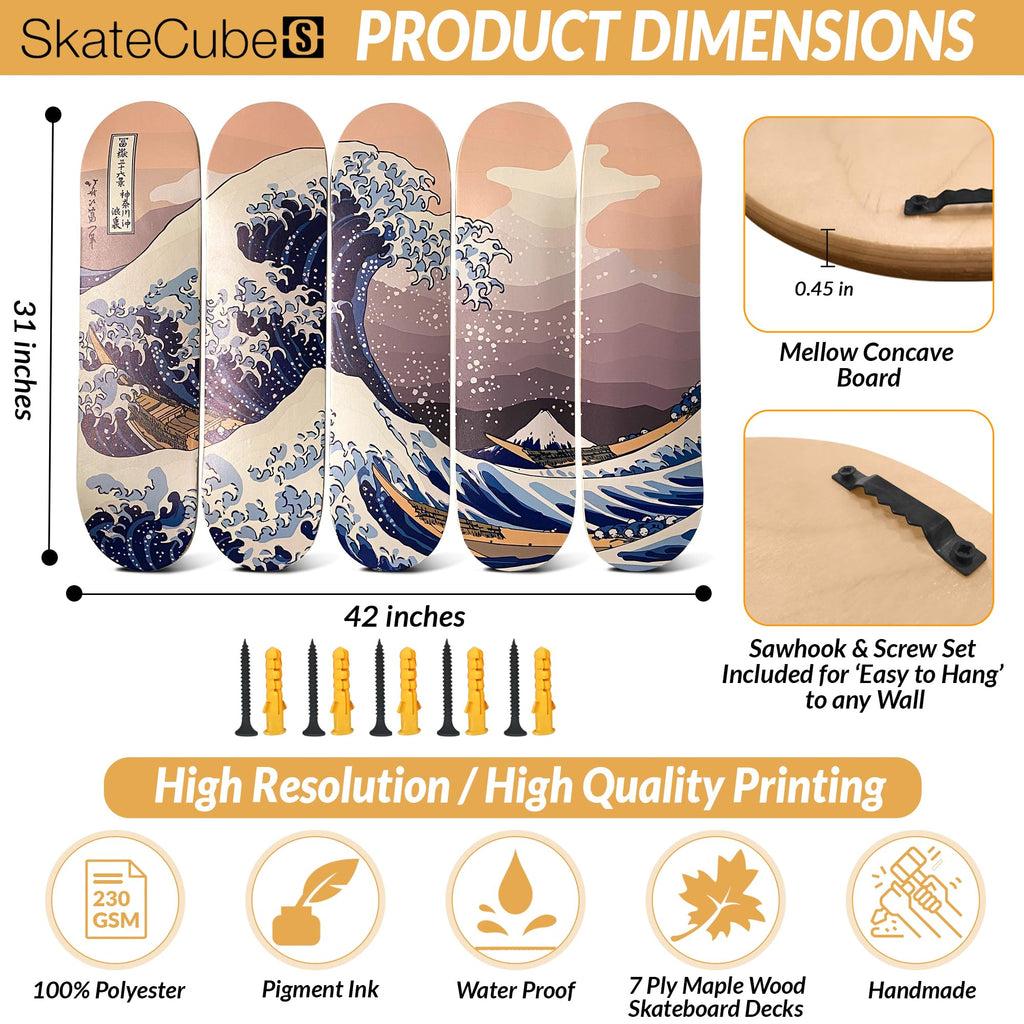 Art - Hokusai Great Wave Off Kanagawa Skateboard Deck Art