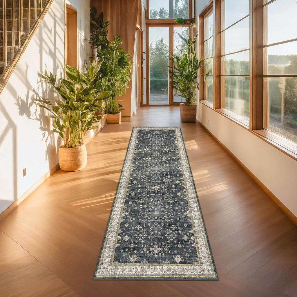 Dark Washable Long Runners for Hallways, 2'6"x8' Wide Kitchen Runner Rug, Entryway Indoor Rug, Non S