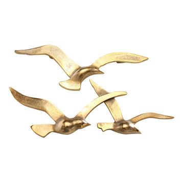 Americana Flying Birds Metal Wall Decor Art, 3 Birds, 2 Piece Set, Handcrafted, Cast of Fine Gold Aluminum