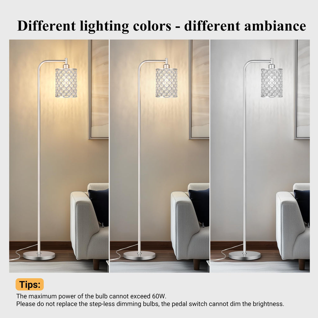 67" Silver Floor Lamp, Modern Standing Lamps