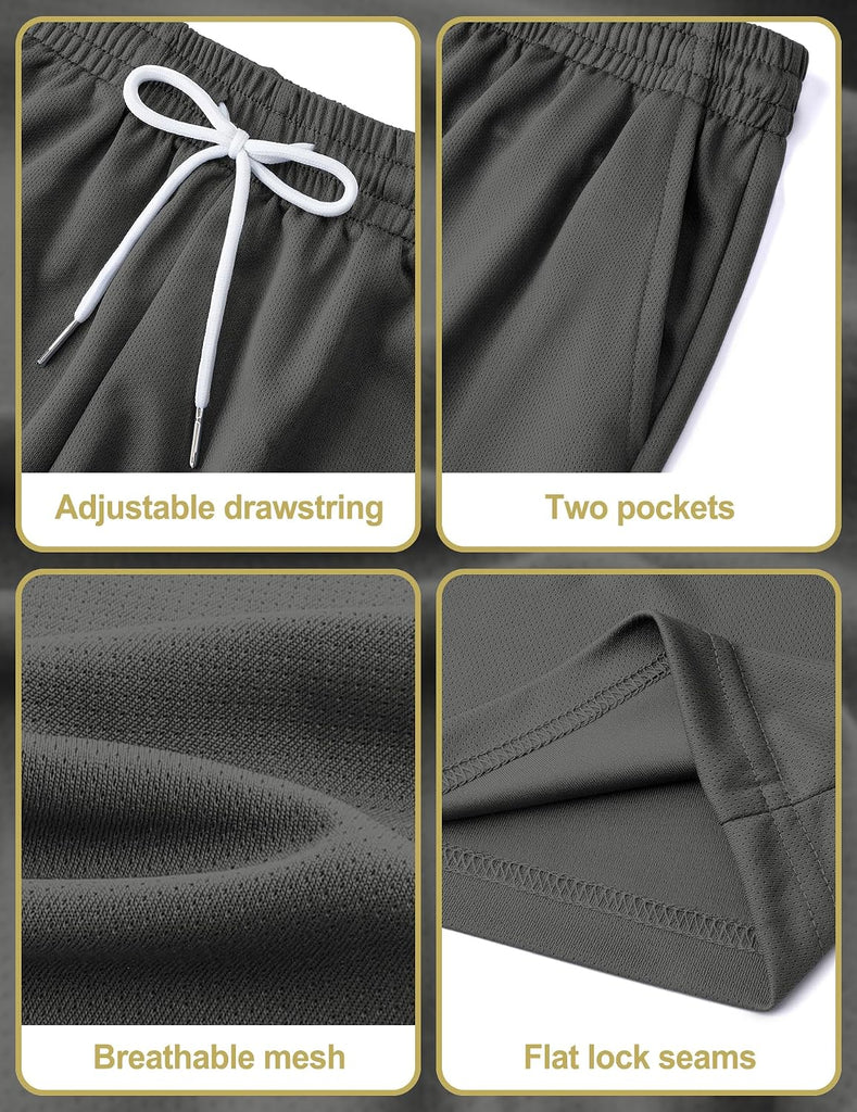 Boys Athletic Shorts Mesh Basketball Soccer Shorts Breathable Quick Dry Running Gym Shorts for Youth