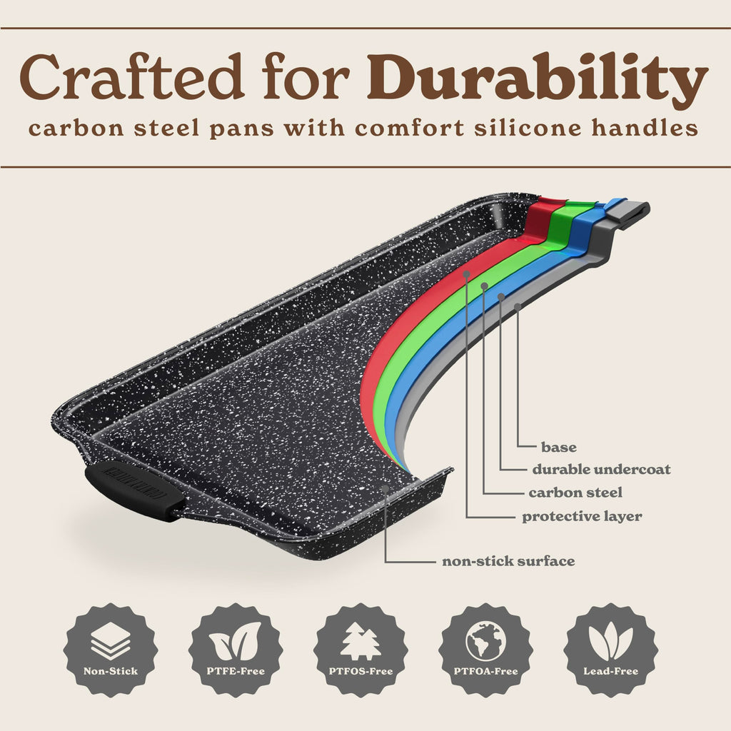 Nonstick Stackable Bakeware Set - Durable, Easy Release Baking Set, Black, 10 Pcs