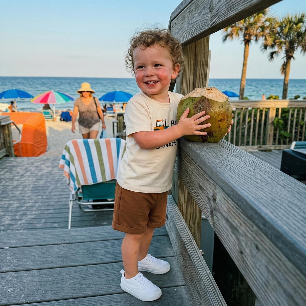 Toddler Boy Summer Clothes Big Brother Shirt Short Sleeve Letter Tractors Print Tops and Shorts Sets Summer Outfits