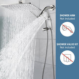 All Metal 14 Inches Rain Shower Head with Handheld Built-in Power Wash Mode, 3-way Diverter with Pause Setting