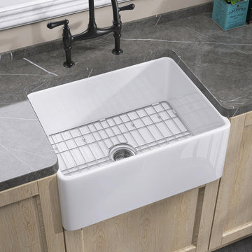 Small Farmhouse Sink 24 X18 White Fireclay Undermount Kitchen Sinks Deep Single Bowl Drop in Modern Apron Front Farm