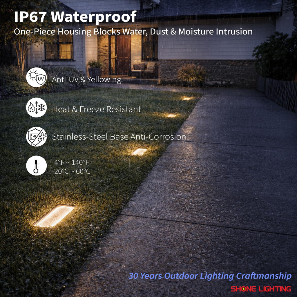 4x8 Solar Ground Lights, 3500K Paver Light, Warm White, 6Pack