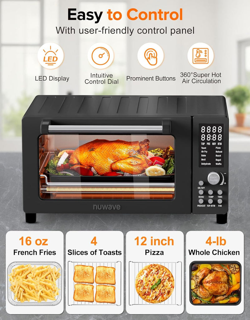 Bravo Pro Smart Air Fryer Toaster Oven Combo, Airfryer Convection Oven Countertop, 10-in-1 Functions with Quicker &