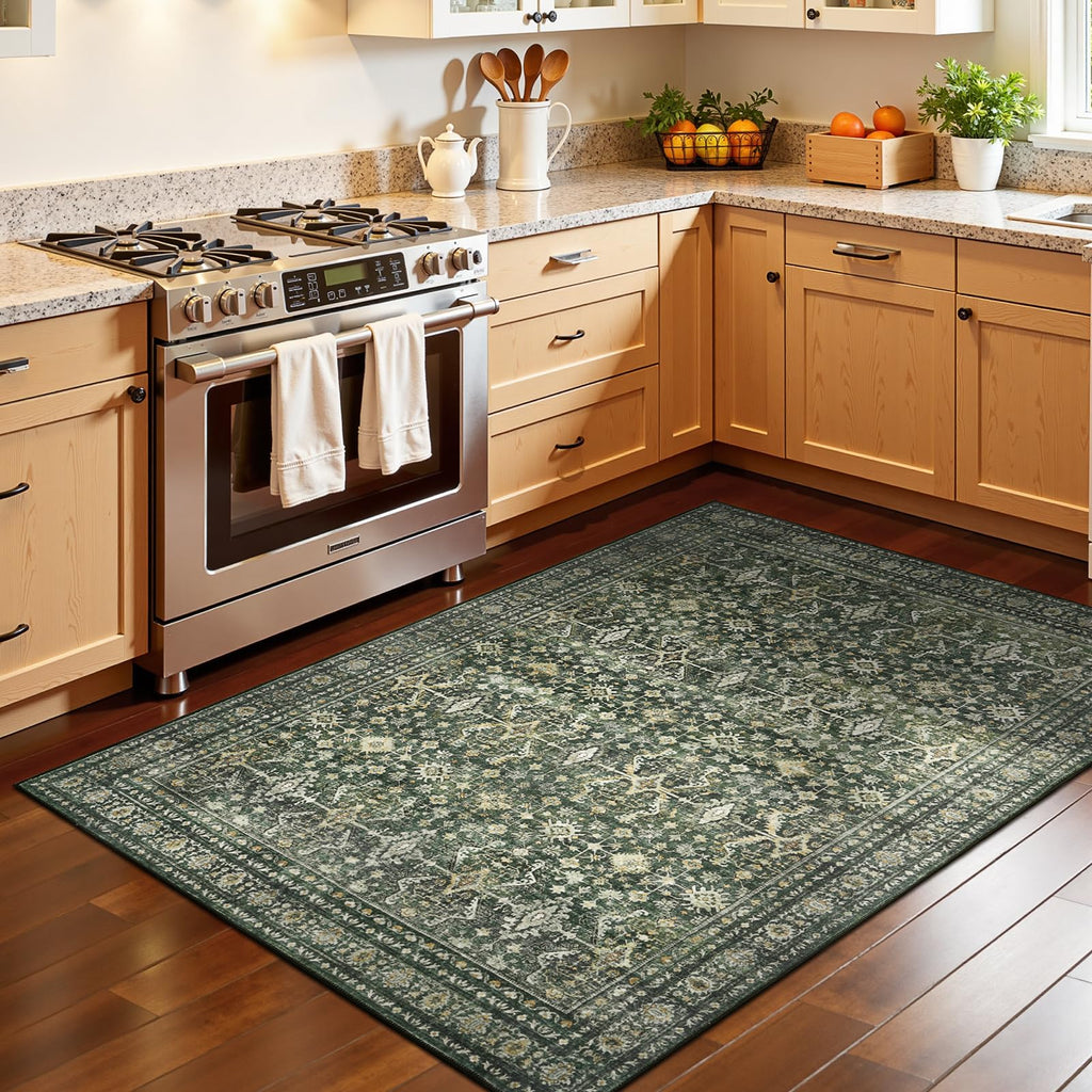 3x5 Area Rugs, Green Washable Non-Slip Area Rug