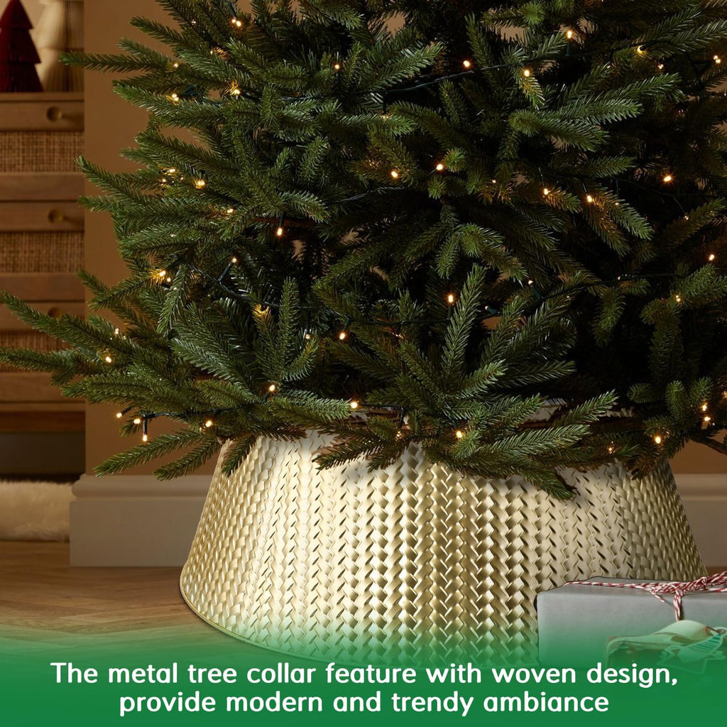 Metal Christmas Tree Collar, 28 Inch Christmas Tree Collar Basket Skirt for Large Christmas Tree, Artificial Tree