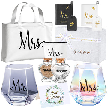 Wedding Basket for Couples-Newlywed Marriage-Mr and Mrs, Valentine's Day, Honeymoon Essentials, Anniversary, Just