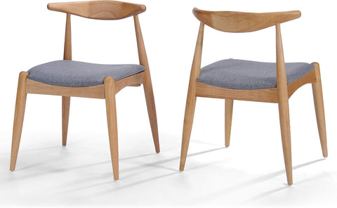 Francie Fabric with Oak Finish Dining Chairs, 2-Pcs Set, Grey / Oak