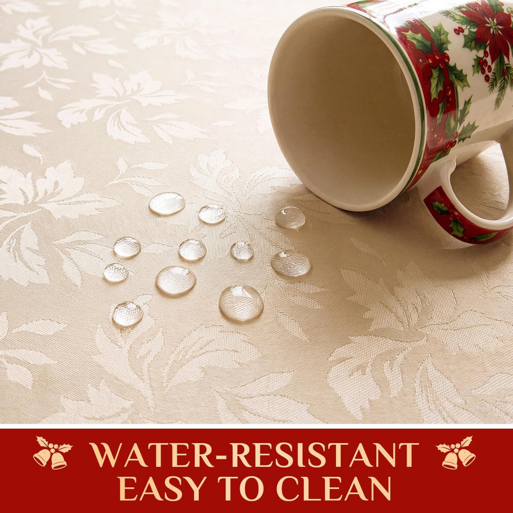 Christmas Jacquard Oval Tablecloth, 60 x 84 Inch