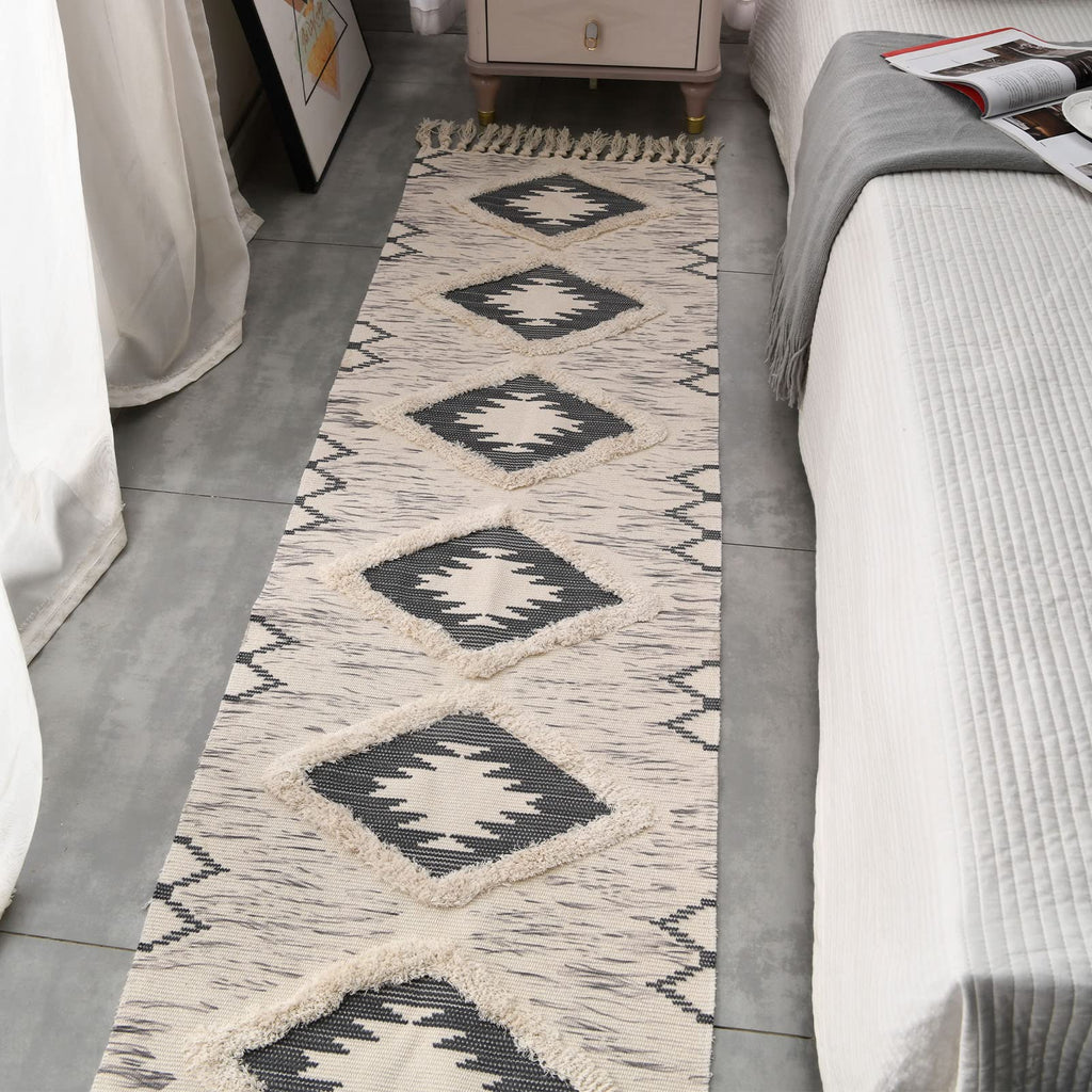 Boho Runner Rug, Washable Hallway Rug Runner Non Slip Rubber Backed, Kitchen Farmhouse Area Rug Floor Mat with