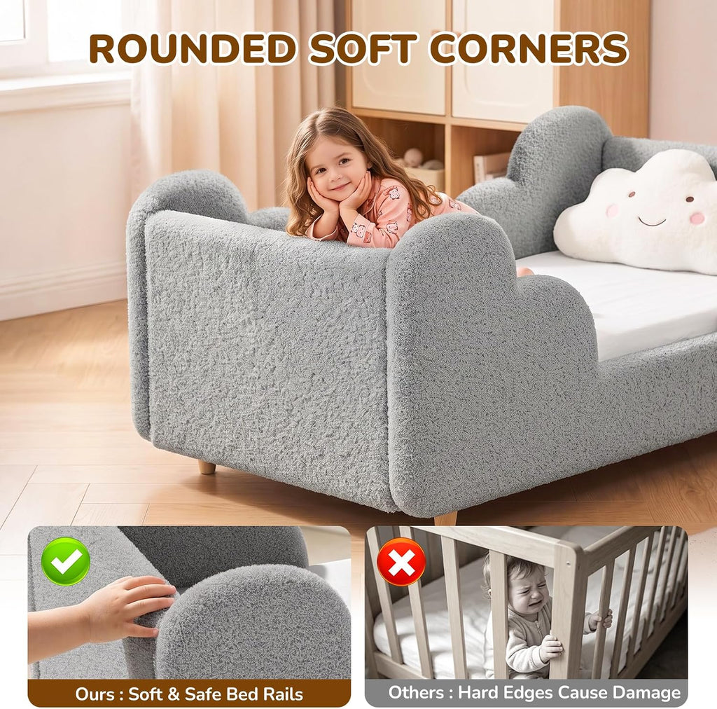 Toddler Bed, Toddler Floor Bed, Crib Size Montessori Bed, Grey