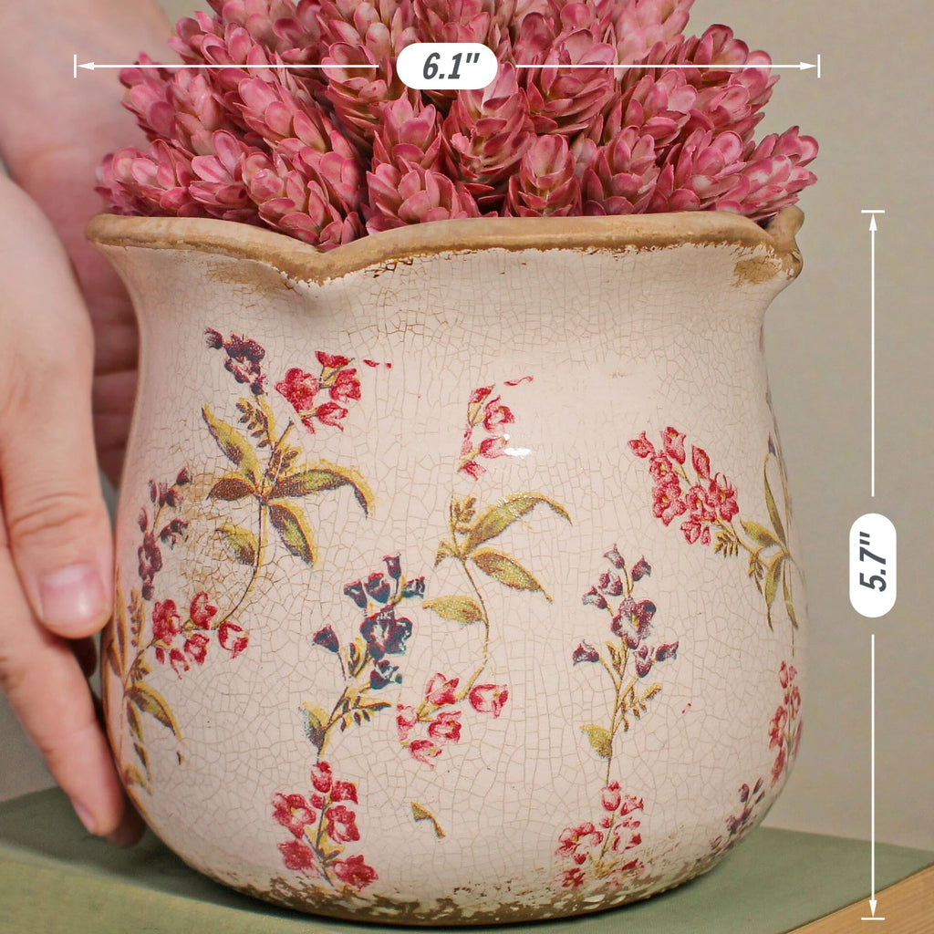 French Farmhouse Ceramic Flower Pot & Utensil Holder for Indoor/Outdoor