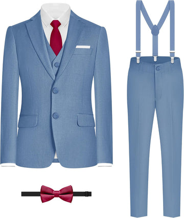 Boys' Formal Suit Set, with Suspenders, Adjustable Waist