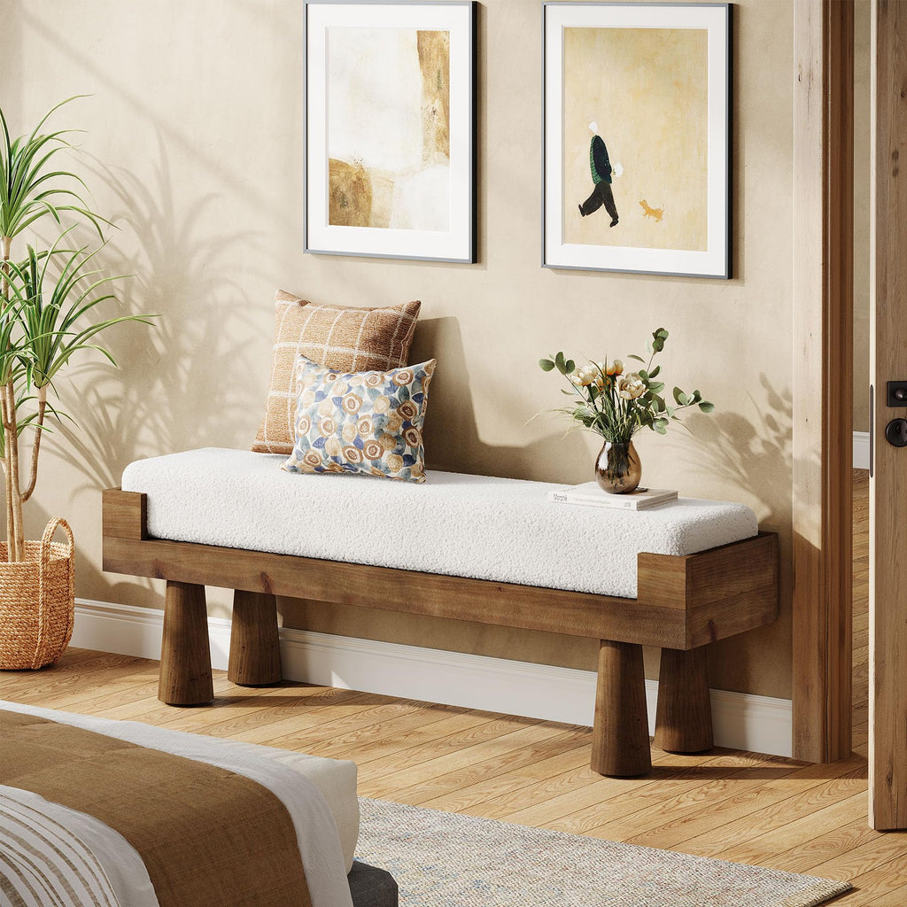Upholstered Entryway Bench, Shoe Bench End of Bed
