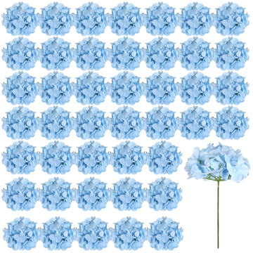 46Pcs Blue Artificial Silk Hydrangeas
