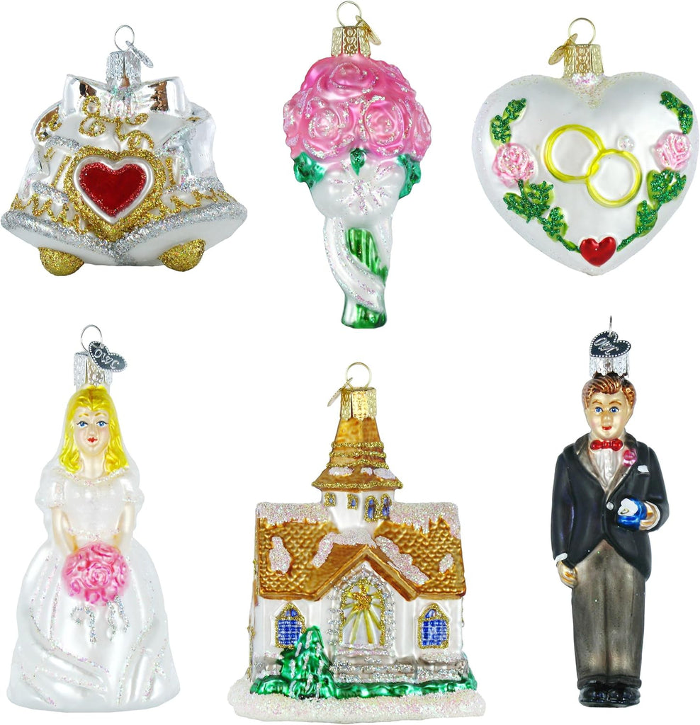 Wedding Collection Glass Ornament - Set of 6