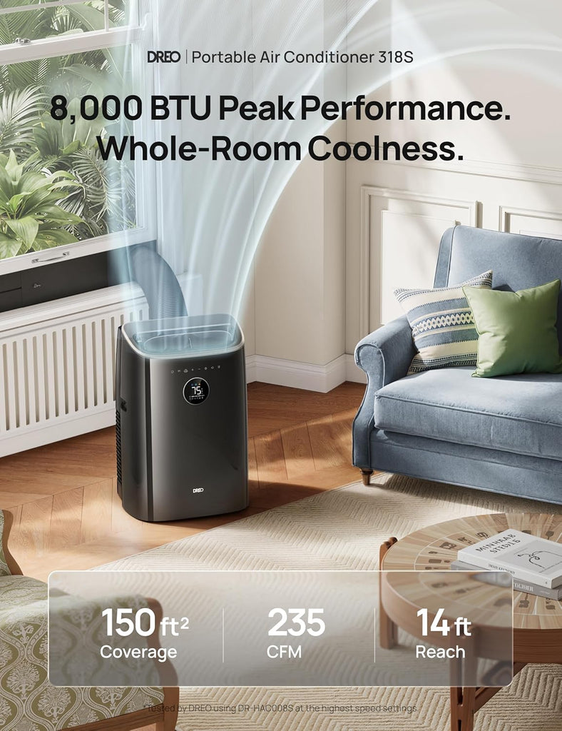 Portable Air Conditioner 516S, 14000 BTU ASHRAE (10000 BTU DOE) Smart AC Unitwith Drainage-free Cooling