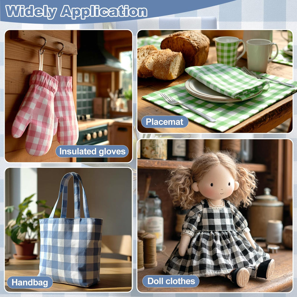 57" Width Checkered Gingham Fabric By The Yard, Plaid Fabric, for Sewing, Quilting, and Decor, DIY for Tablecloths