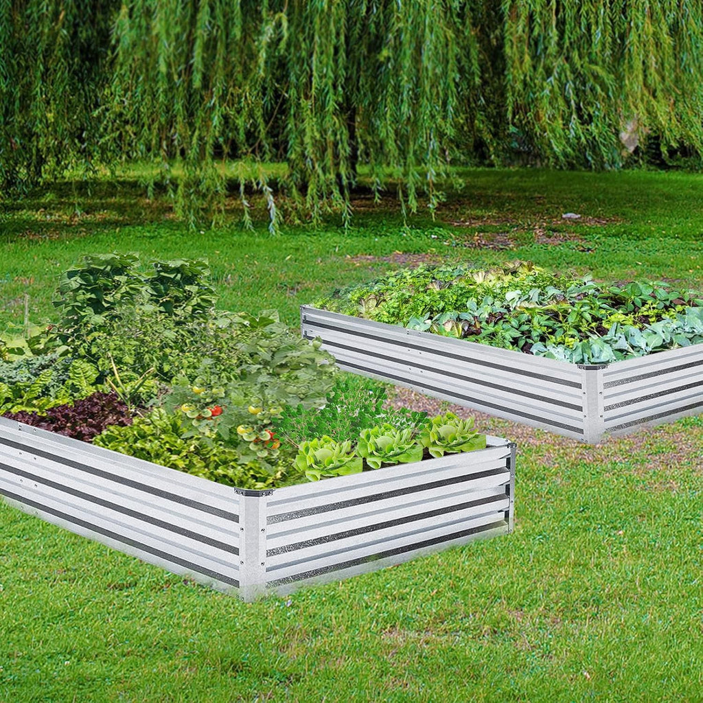 Galvanized Raised Garden Bed 2pcs Pack - Metal Raised Bed Garden Kit 4'x8'x1' for Flower Planters, Vegetables Herb