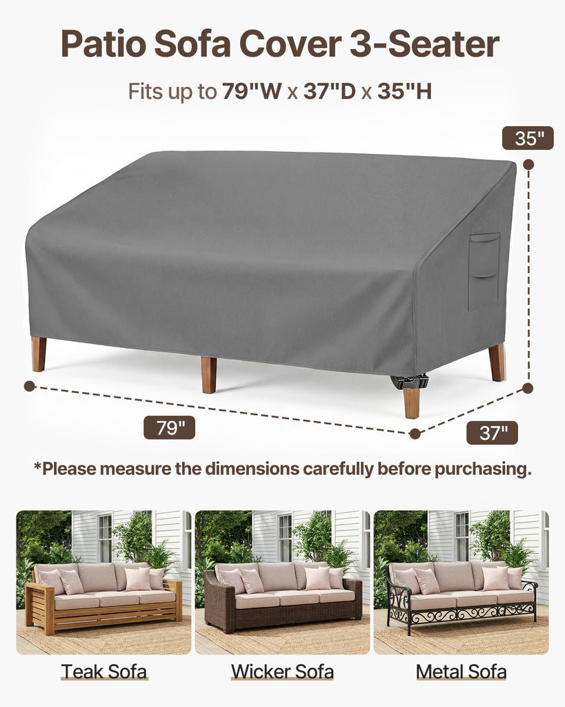 Patio Sofa Cover 3-Seater & Outdoor Couch Cover Waterproof