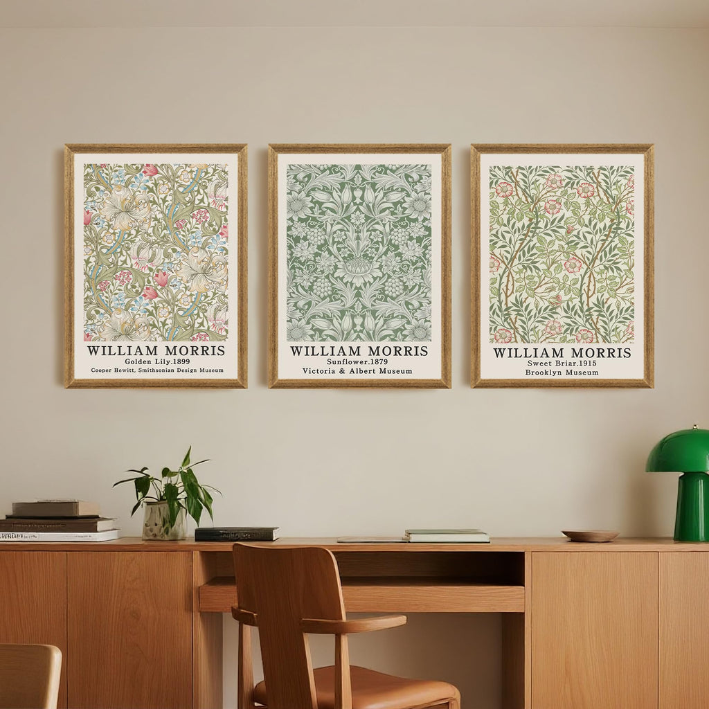 Framed William Morris Flower Pattern Canvas Wall Art 16x24 in x3